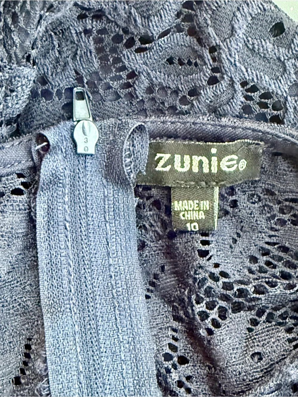 Zunie Navy Lace Dress * Girls Size 10 * Sleeveless * Fully Lined